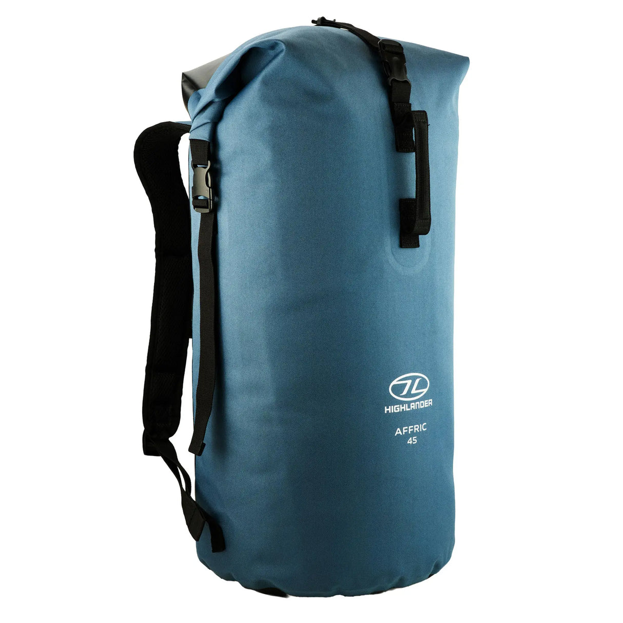 Highlander Affric Waterproof Rucksack 45L in blue from the front right on white background