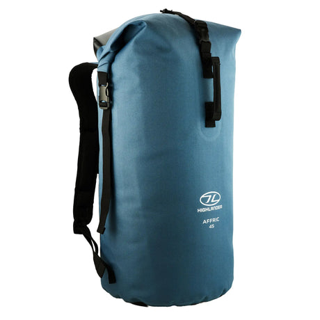 Highlander Affric Waterproof Rucksack 45L in blue from the front right on white background