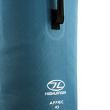 Highlander Affric Waterproof Rucksack 45L in blue close up of handle on white background