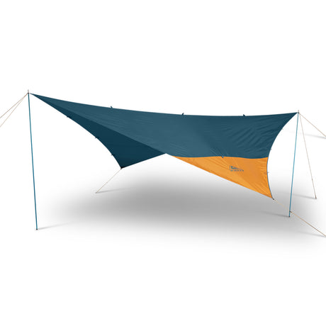 Kelty Noah's Tarp 12 Foot pitched as a sun shelter