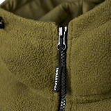 Sugar Loaf Shepherd Polar Fleece Hoodie in Khaki close up of zip