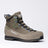 AKU Trekker Lite III Wide GTX boot in brown/green, front three quarter view showing the suede upper, lacing hooks and AKU logo