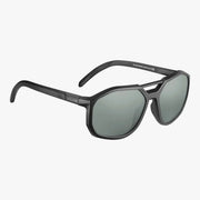 Bolle Altus Polarised Sunglasses - matte black frame, three-quarter view on white background