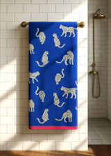 Anorak Snow Leopards Organic Cotton Towel - Bright blue bathroom styling
