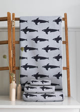 Anorak Orca Organic Cotton Towel - Pale grey and charcoal bathroom styling