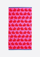 Anorak Kissing Rabbits Organic Cotton Towel - Hot pink and soft pink folded stack