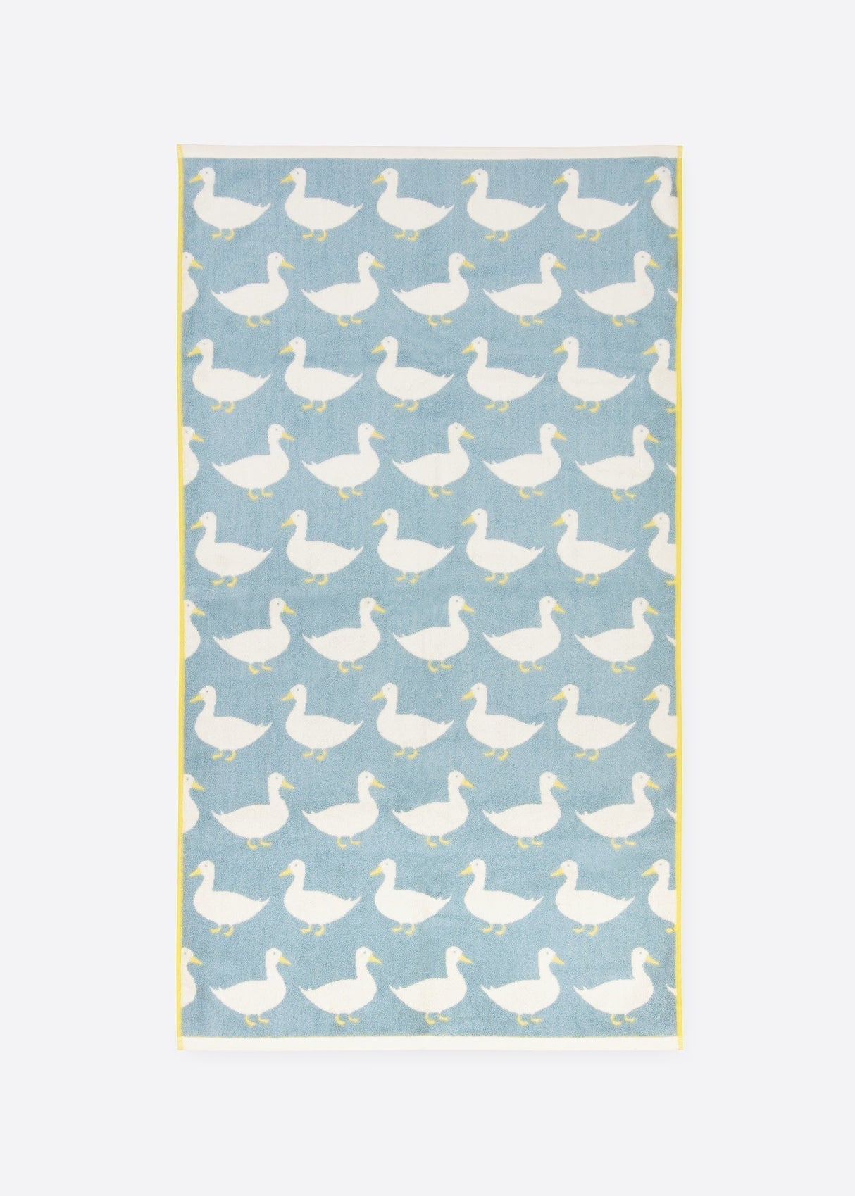 Anorak Waddling Ducks Organic Cotton Towel - Pale blue and yellow folded stack