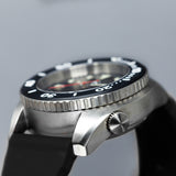 Rotate North Arctic 500m Dive Watch (43mm) in Pitch Black from the side on white background