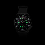 Rotate North Arctic 500m Dive Watch (43mm) in Pitch Black showing luminous markings