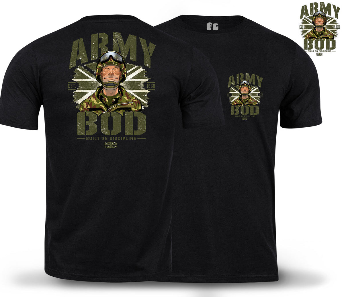 Army Bod - Built on Discipline Double Print T-Shirt - Black