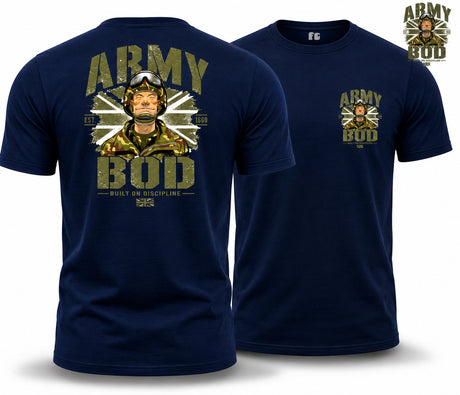 Army Bod - Built on Discipline Double Print T-Shirt - Navy Blue