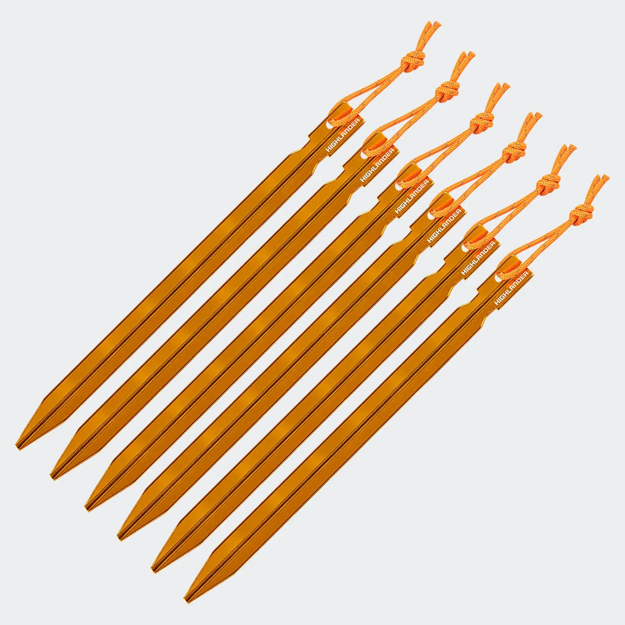 Highlander Arrow Aluminium Tent Pegs - 18cm/7" - Pack of 6 - side on white background