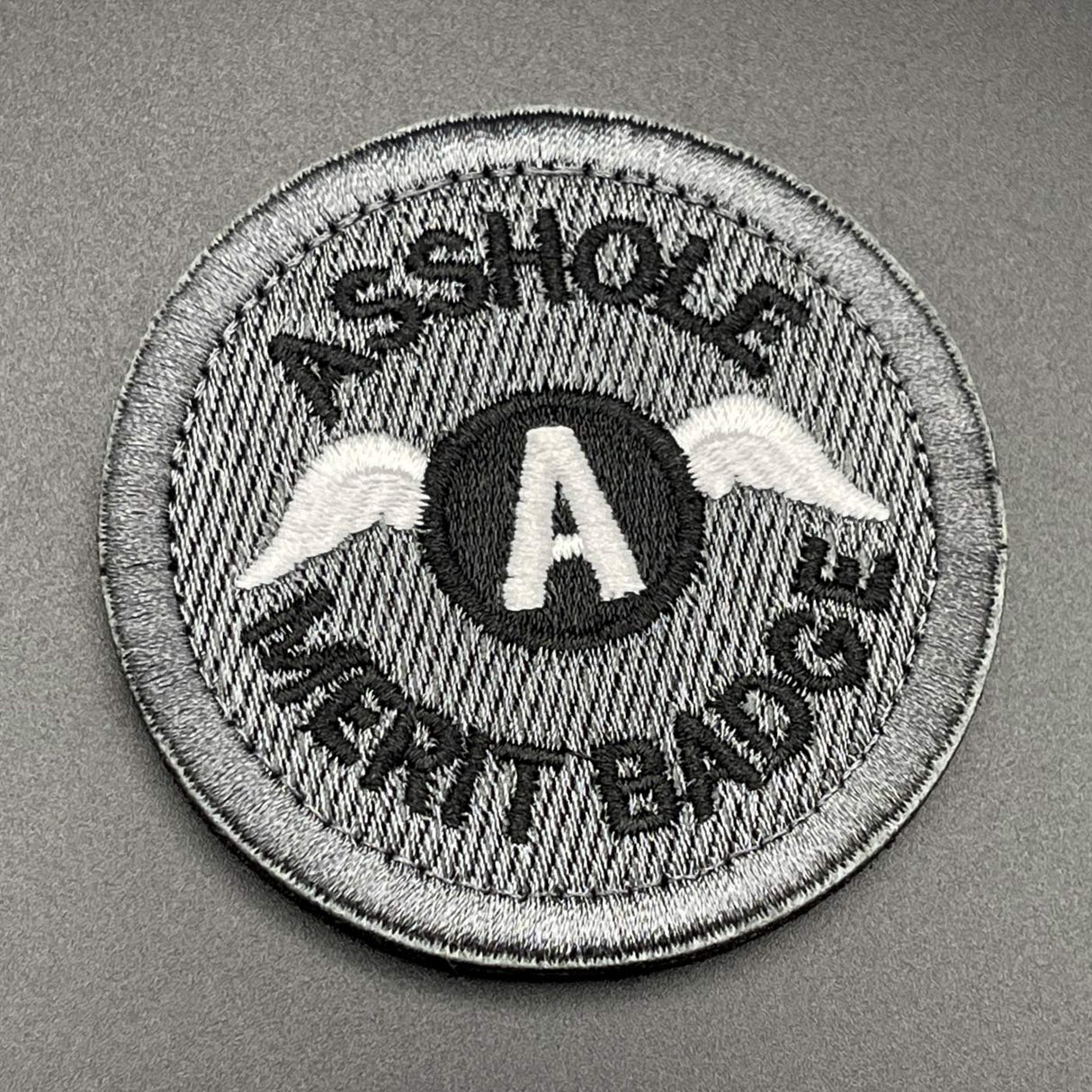 Asshole Merit Badge Patch Grey, Hook & Loop, 6.5cm | Task Outdoor