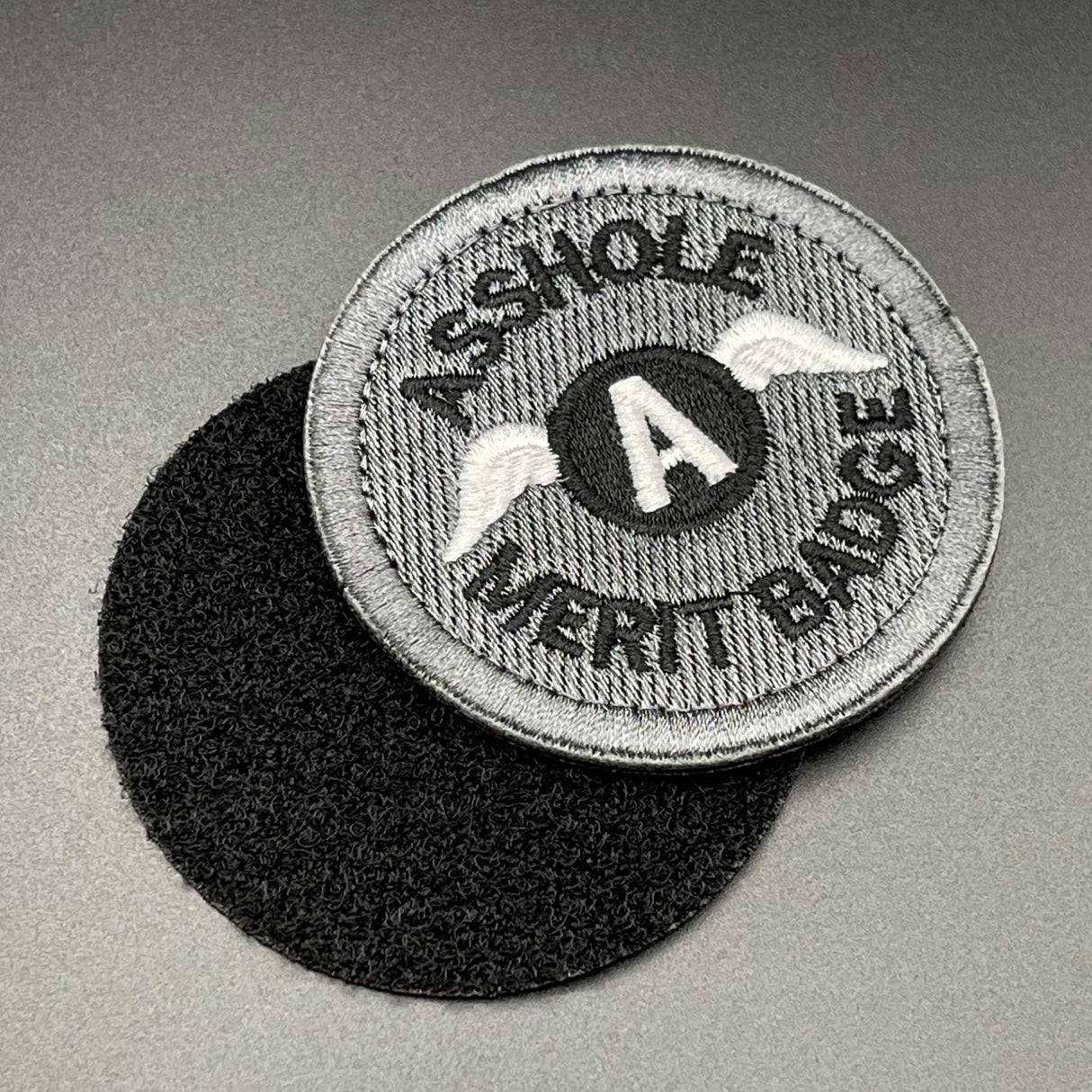 Asshole Merit Badge Patch Grey, Hook & Loop, 6.5cm | Task Outdoor