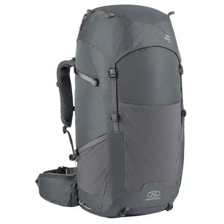 Highlander Ben Nevis Rucksack 65L in grey from the front left on white background