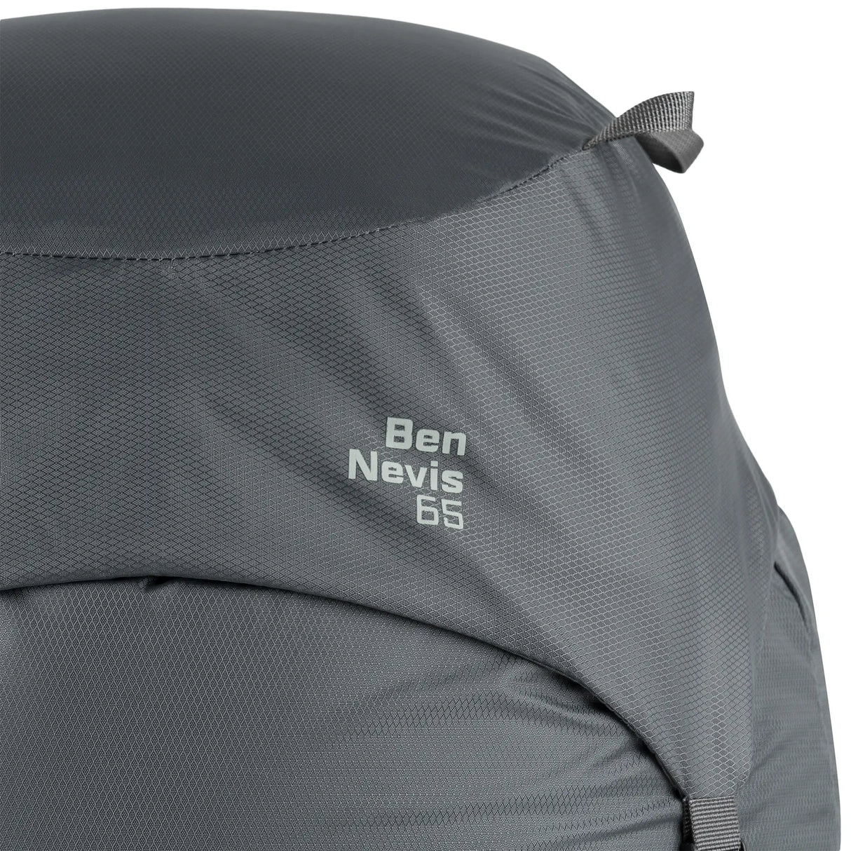 Highlander Ben Nevis Rucksack 65L in grey - close up of branding