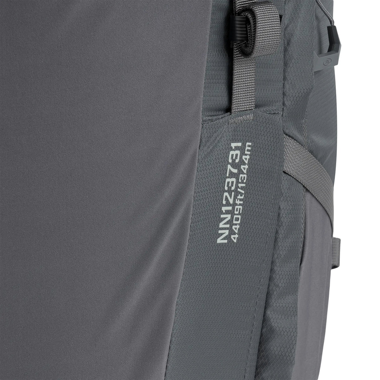 Highlander Ben Nevis Rucksack 65L in grey - close up of standard