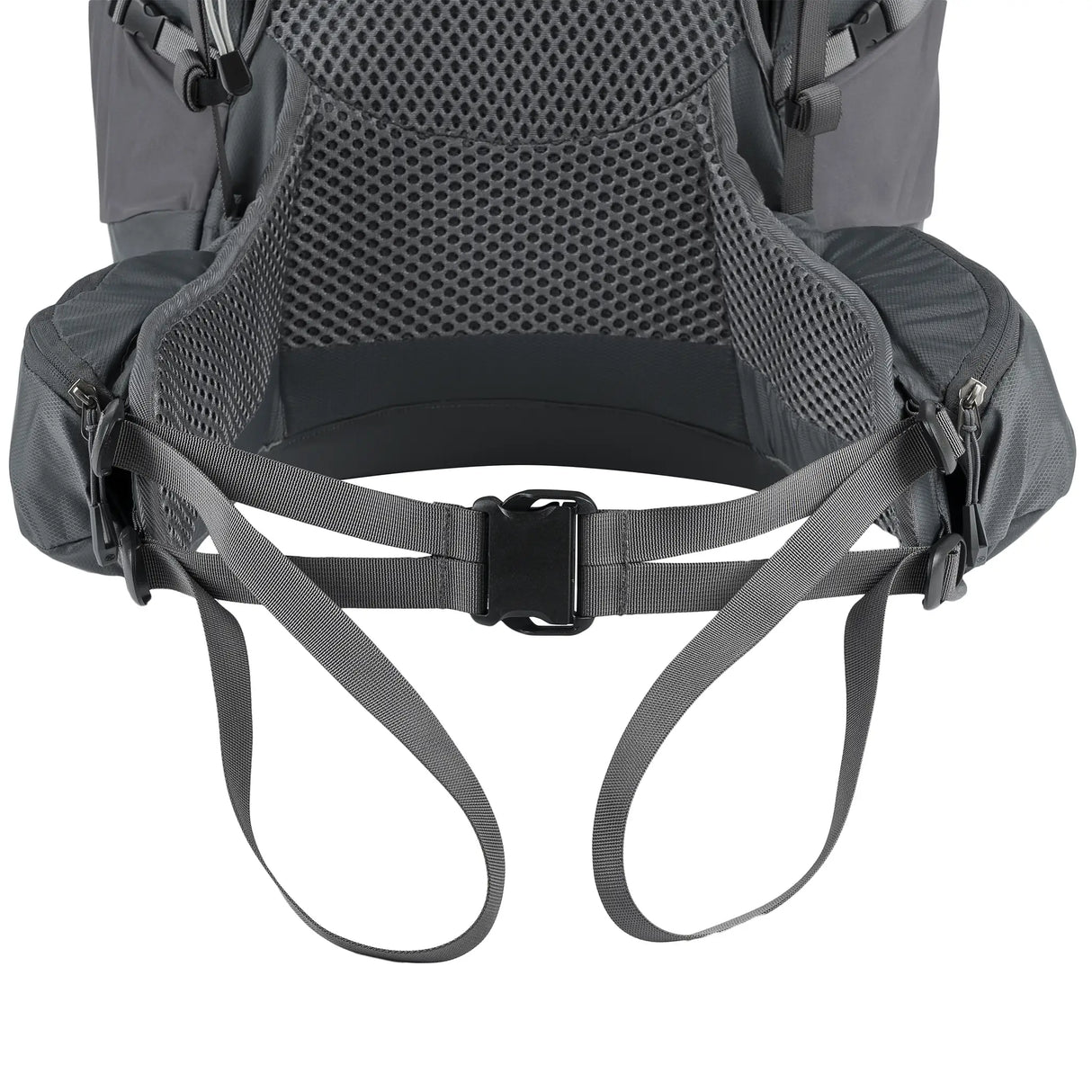 Highlander Ben Nevis Rucksack 65L in grey - close up of dual waist straps