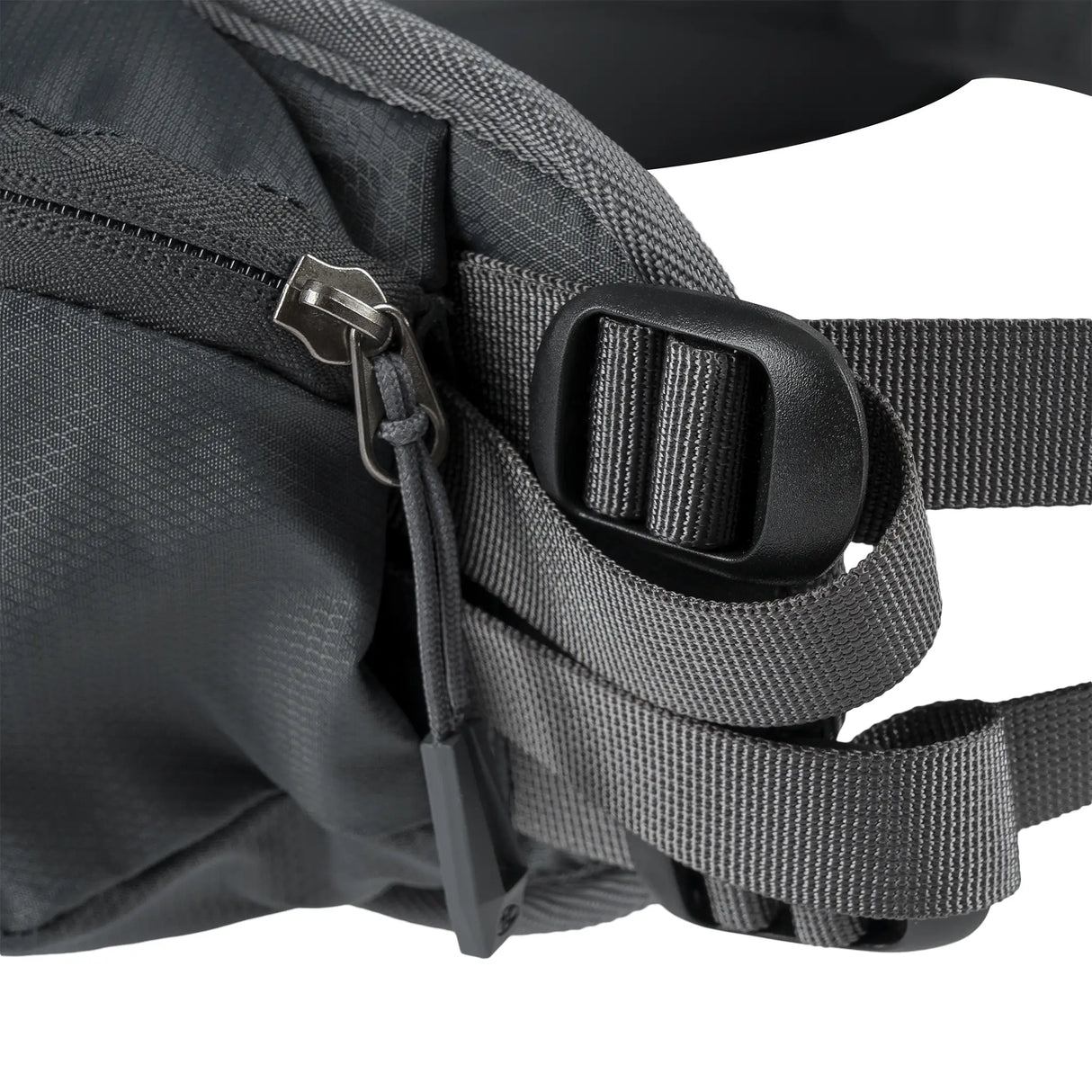 Highlander Ben Nevis Rucksack 65L in grey - close up of strap stow pocket