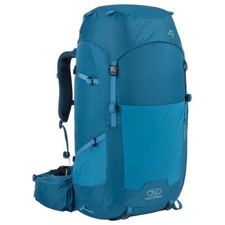 Highlander Ben Nevis Rucksack 52L in petrol blue from the front left on white background