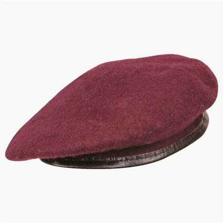 Highlander British Army Style Beret with Leather Trim Para Maroon | Task Outdoor