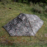Highlander Blackthorn 1+ Tent Gen2 in HMTC Camo - elevated view showing closed flysheet and porch vent