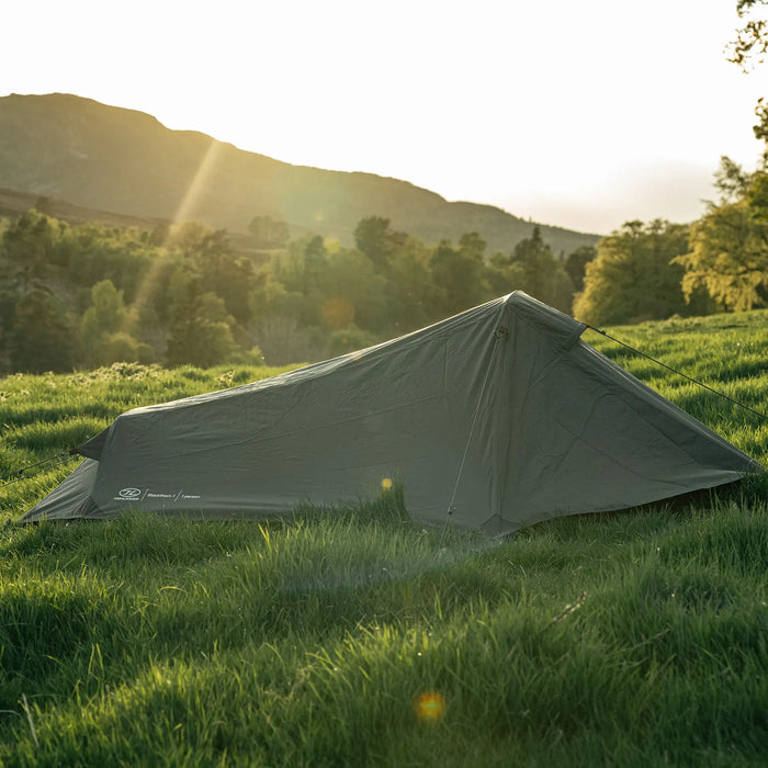 Highlander Blackthorn 1 Tent at during the day from the side in the outdoors