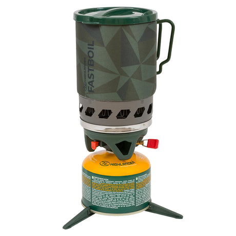 Highlander Blade Fastboil 3 Camping Gas Stove 1.1L in green on white background