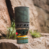 Highlander Blade Fastboil 3 Camping Gas Stove 1.1L in green lifestyle for military