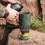 Highlander Blade Fastboil 3 Camping Gas Stove 1.1L in green lifestyle for army