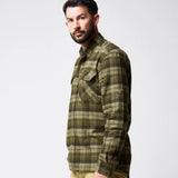 Jack Pyke Bleasdale Heavy Flannel Shirt in green check from the side on white background