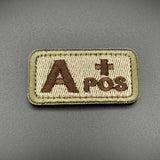 A Pos Blood Group Patch, Hook & Loop, Coyote/Green | Task Outdoor