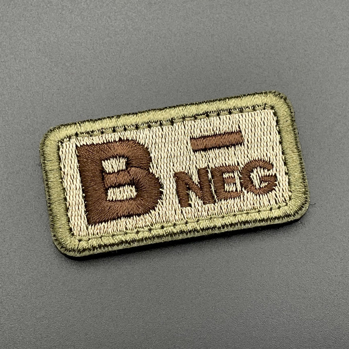 B Neg Blood Group Patch, Hook & Loop, Coyote/Green | Task Outdoor