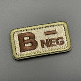 B Neg Blood Group Patch, Hook & Loop, Coyote/Green | Task Outdoor