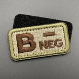 B Neg Blood Group Patch, Hook & Loop, Coyote/Green | Task Outdoor