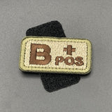 B Pos Blood Group Patch, Hook & Loop, Coyote/Green | Task Outdoor