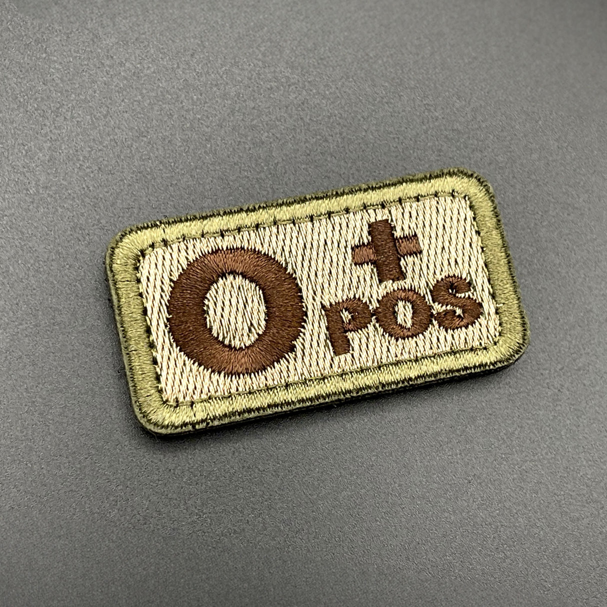 O Pos Blood Group Patch, Hook & Loop, Coyote/Green | Task Outdoor