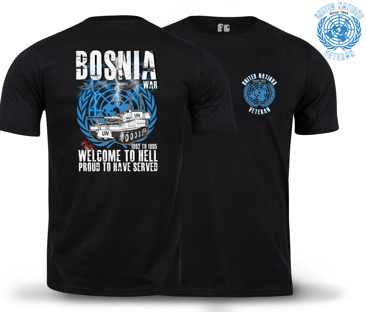 Bosnia War Welcome To Hell Double Print T-Shirt - Black