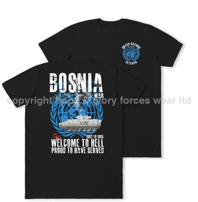 Bosnia War Warrior UN Veteran Double Print T-Shirt - Black (alternate view)