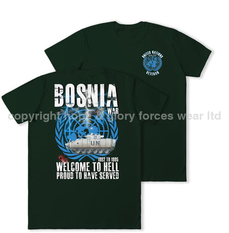 Bosnia War Warrior UN Veteran Double Print T-Shirt - Forest Green