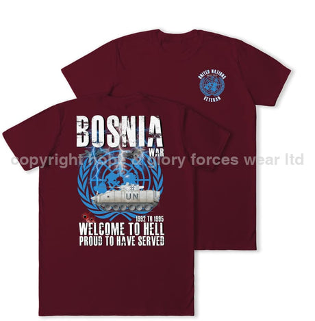 Bosnia War Warrior UN Veteran Double Print T-Shirt - Maroon