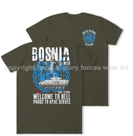 Bosnia War Warrior UN Veteran Double Print T-Shirt - Military Green
