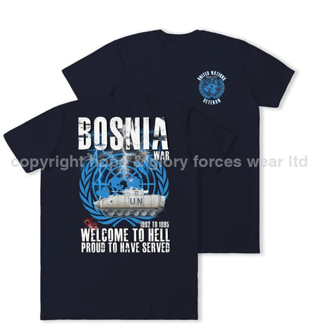 Bosnia War Warrior UN Veteran Double Print T-Shirt - Navy Blue