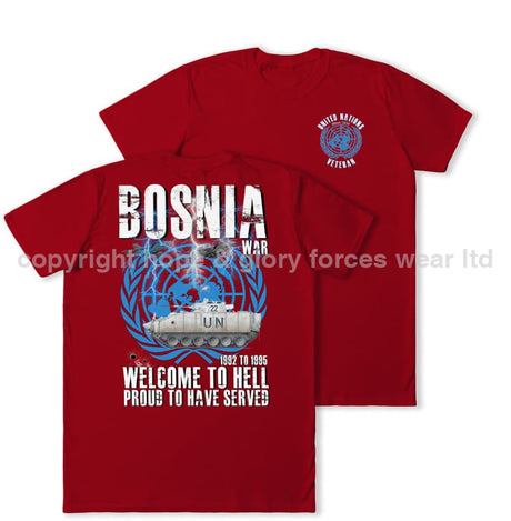 Bosnia War Warrior UN Veteran Double Print T-Shirt - Red