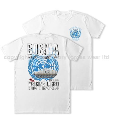 Bosnia War Warrior UN Veteran Double Print T-Shirt - White