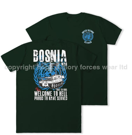 Bosnia War Welcome To Hell Double Print T-Shirt - Forest Green