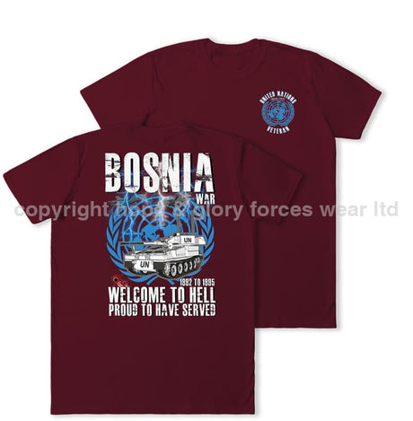 Bosnia War Welcome To Hell Double Print T-Shirt - Maroon