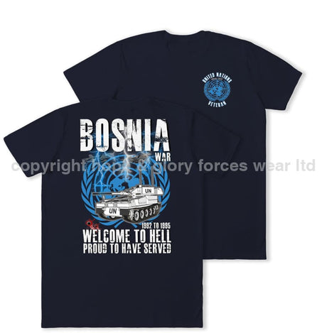 Bosnia War Welcome To Hell Double Print T-Shirt - Navy Blue