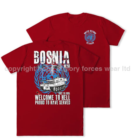 Bosnia War Welcome To Hell Double Print T-Shirt - Red