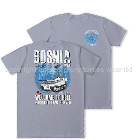 Bosnia War Welcome To Hell Double Print T-Shirt - Sports Grey